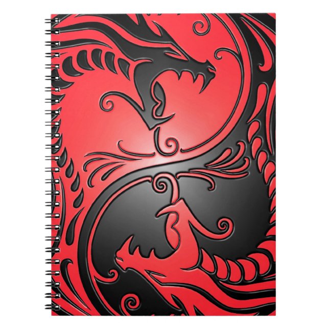 Yin Yang Dragons, red and black Notebook (Front)