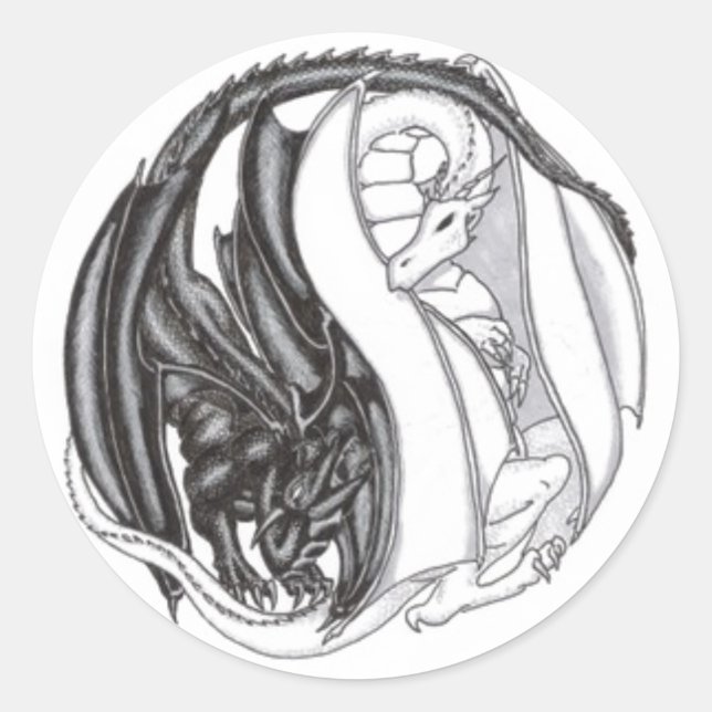 Yin/Yang Dragons Sticker (Front)