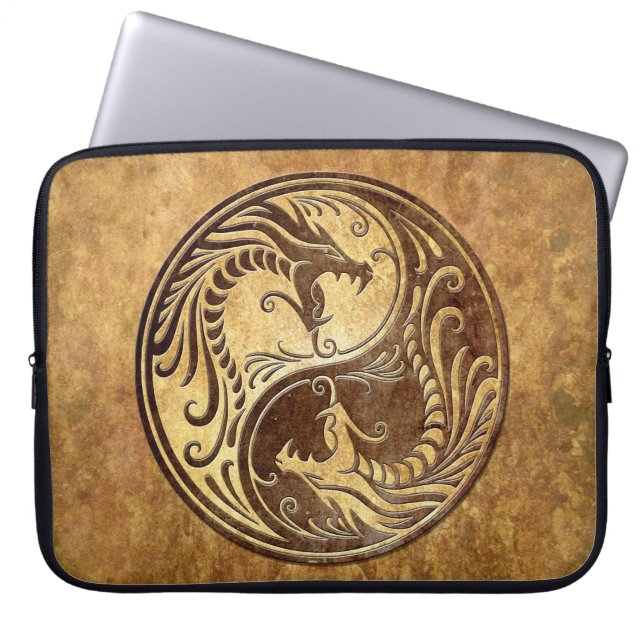 Yin Yang Dragons, stone Laptop Sleeve (Front)