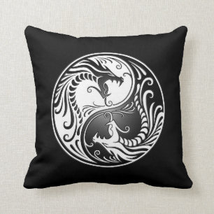 Yin Yang Dragons Throw Pillow