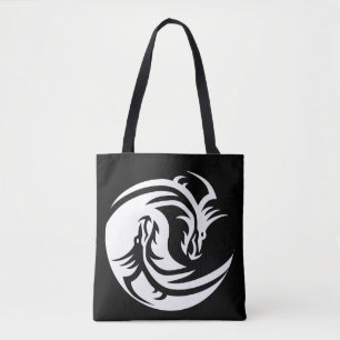 yin yang dragons tote bag