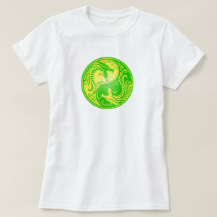 Yin Yang Dragons, yellow and green T-Shirt