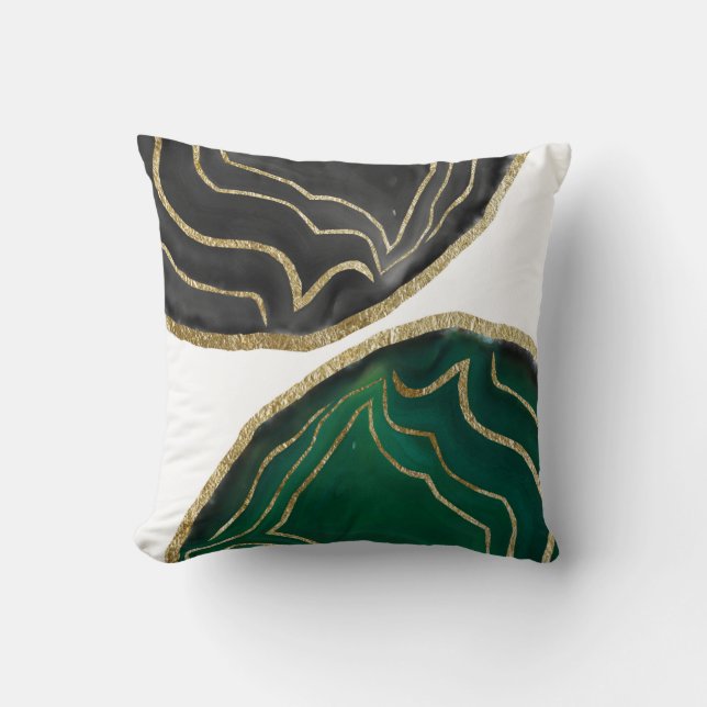 Yin Yang Emerald Black Agate Gold Glam #1 #gem #de Throw Pillow (Front)