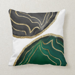 Yin Yang Emerald Black Agate Gold Glam #1 #gem #de Throw Pillow