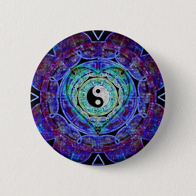 Yin Yang Energy Flow 2 Inch Round Button (Front)