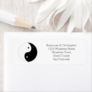 Yin Yang Étiquette Mariage noir et blanc