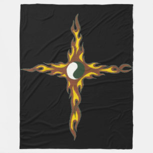 Yin Yang Fire Cross Fleece Blanket