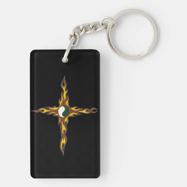 Yin Yang Fire Cross Keychain (Back)