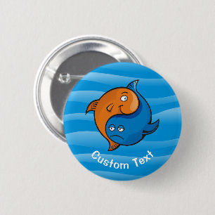 Yin Yang Fish Cartoon 2 Inch Round Button