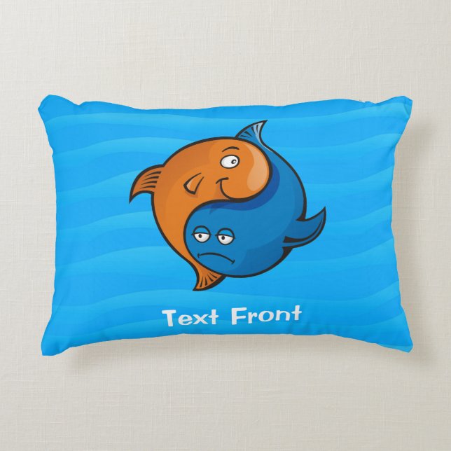 Yin Yang Fish Cartoon Accent Pillow (Front)