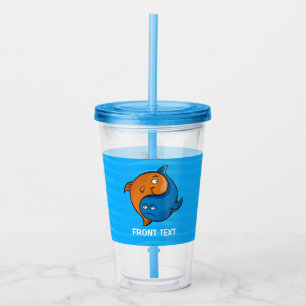 Yin Yang Fish Cartoon Acrylic Tumbler