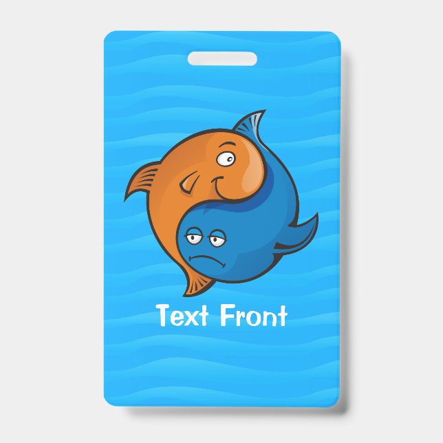 Yin Yang Fish Cartoon Badge (Front)