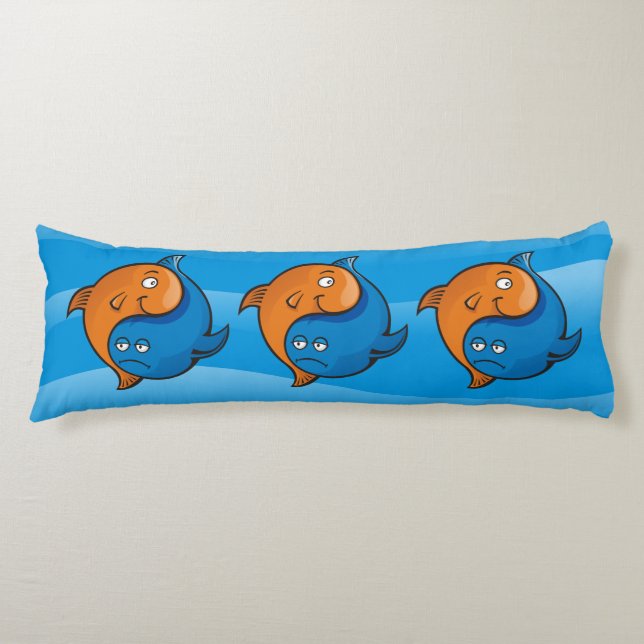 Yin Yang Fish Cartoon Body Pillow (Front)