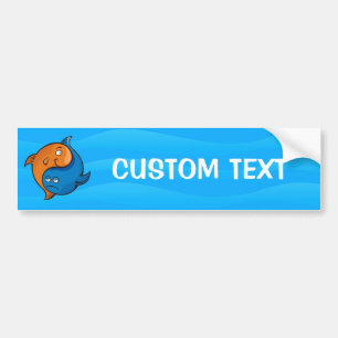 Yin Yang Fish Cartoon Bumper Sticker