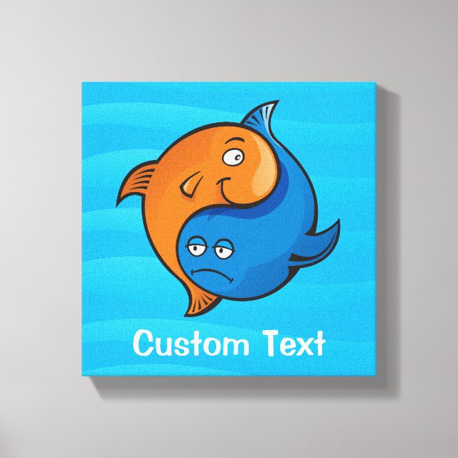 Yin Yang Fish Cartoon Canvas Print (Front)