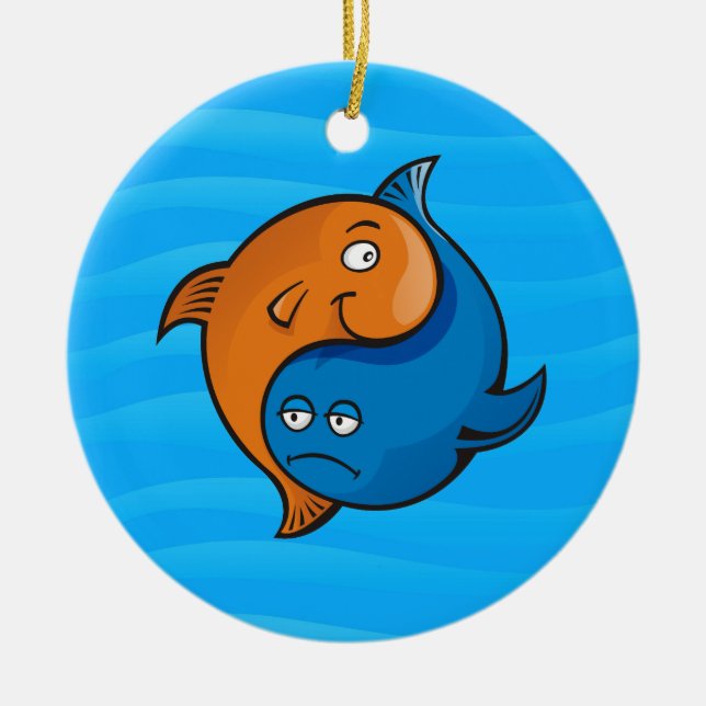 Yin Yang Fish Cartoon Ceramic Ornament (Front)