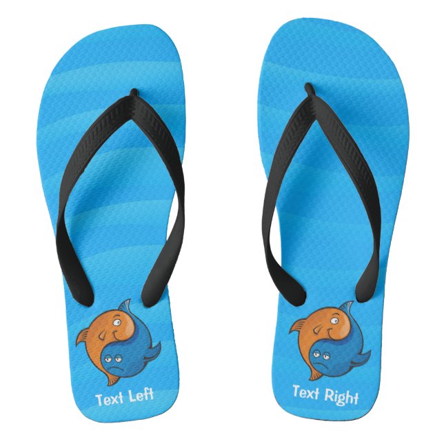 Yin Yang Fish Cartoon Flip Flops (Footbed)