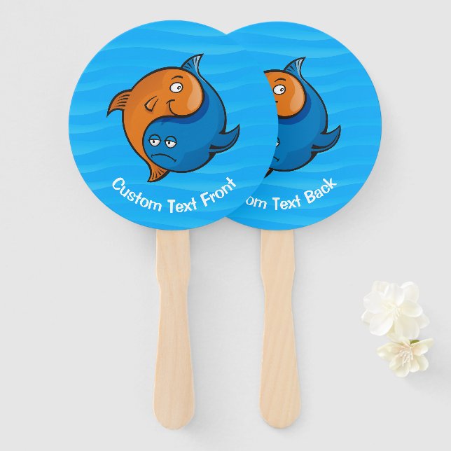 Yin Yang Fish Cartoon Hand Fan (Front and Back)