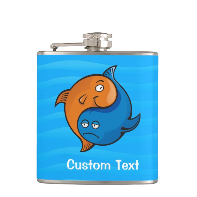 Yin Yang Fish Cartoon Hip Flask (Front)