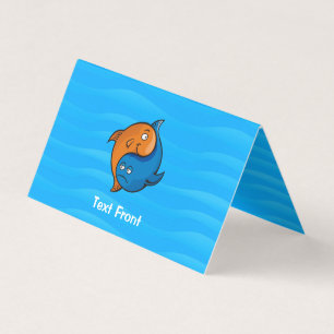 Yin Yang Fish Cartoon Horizontal Business Card