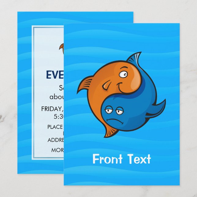 Yin Yang Fish Cartoon Invitation (Front/Back)