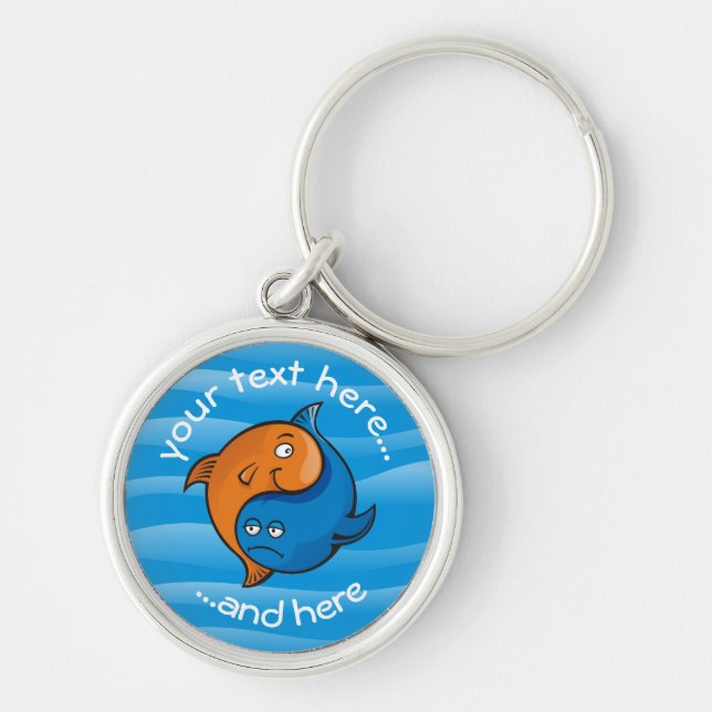 Yin Yang Fish Cartoon Keychain (Front)