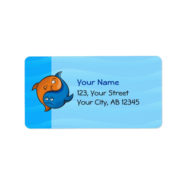 Yin Yang Fish Cartoon Label (Front)