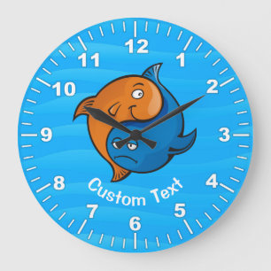 Yin Yang Fish Cartoon Large Clock