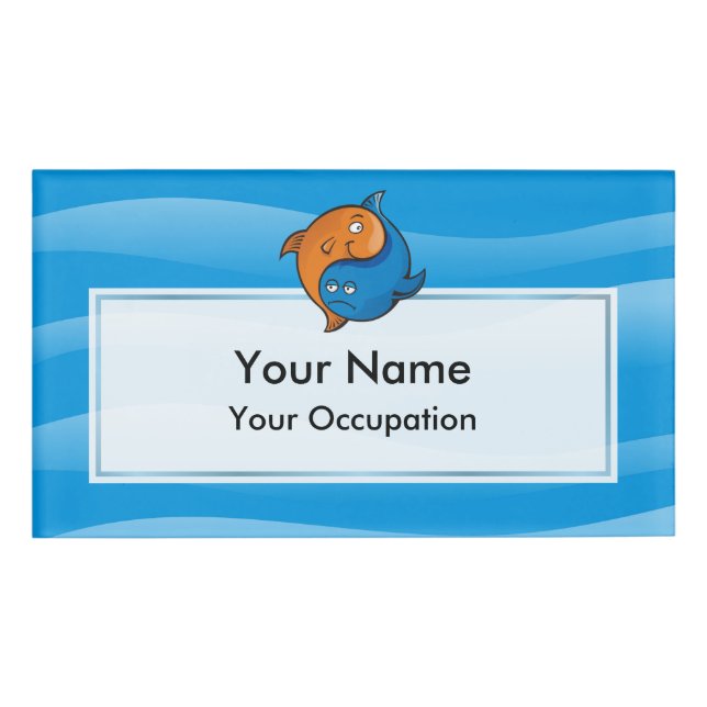 Yin Yang Fish Cartoon Name Tag (Front)