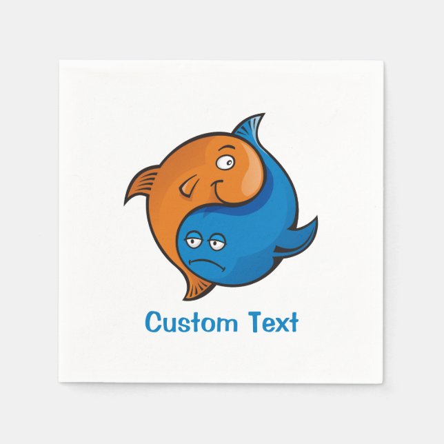 Yin Yang Fish Cartoon Napkin (Front)