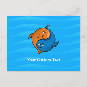 Yin Yang Fish Cartoon Postcard