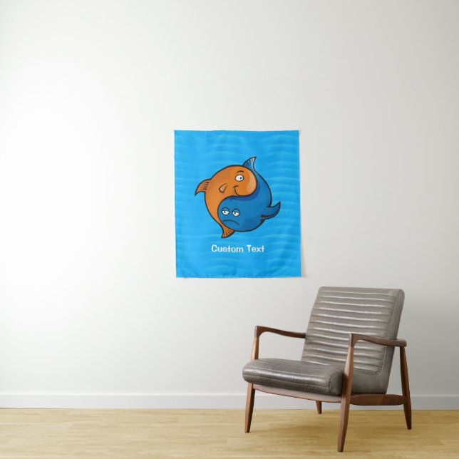 Yin Yang Fish Cartoon Tapestry (In Situ)