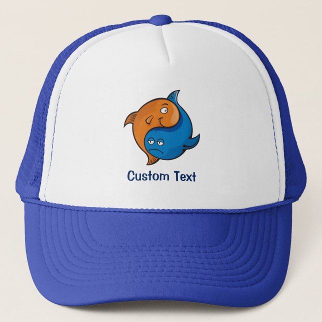 Yin Yang Fish Cartoon Trucker Hat (Front)