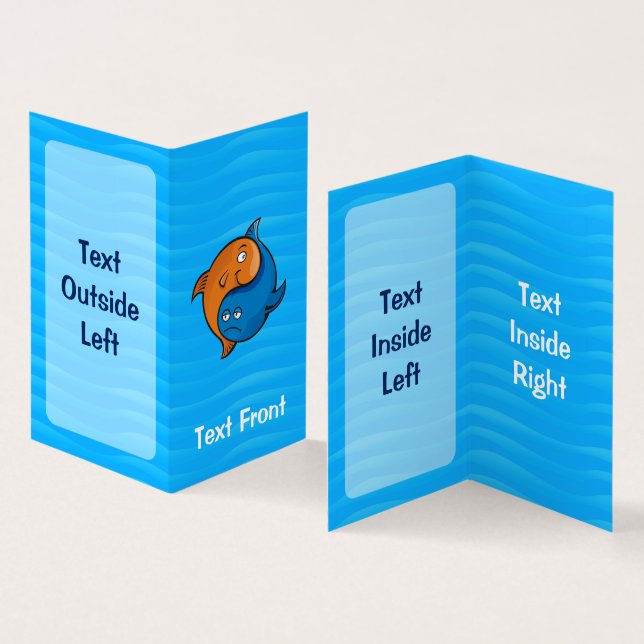 Yin Yang Fish Cartoon Vertical Business Card (Inside and Outside)