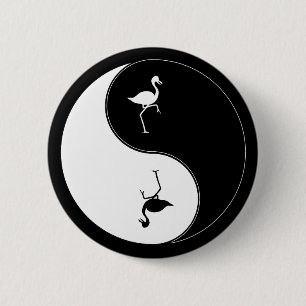 Yin Yang Flamingo 2 Inch Round Button