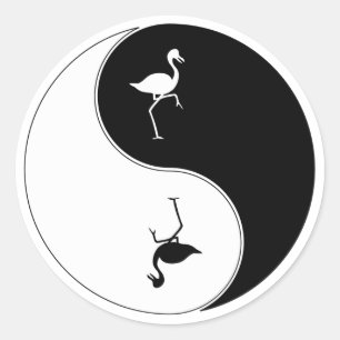 Yin Yang Flamingo Classic Round Sticker