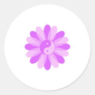 Yin Yang Floral Classic Round Sticker