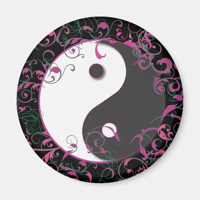 Yin & Yang Floral Design Magnet (Front)