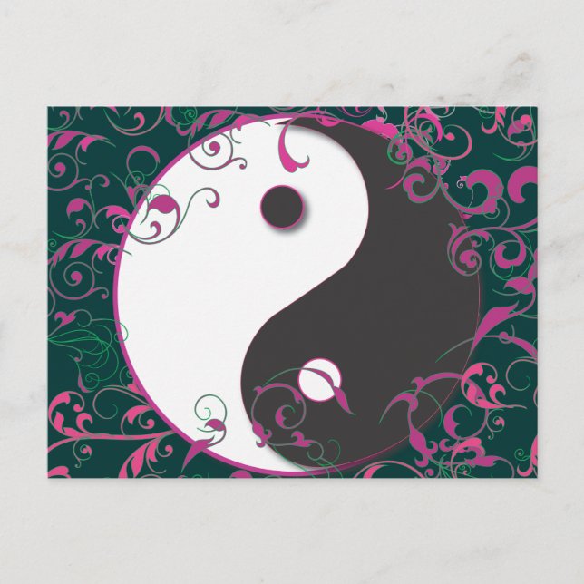Yin & Yang Floral Design Postcard (Front)