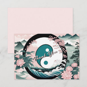 Yin Yang, Floral Mountain Thank you Card
