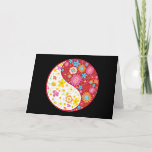Yin Yang Flowers Greeting Card