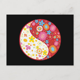 Yin Yang Flowers Postcard