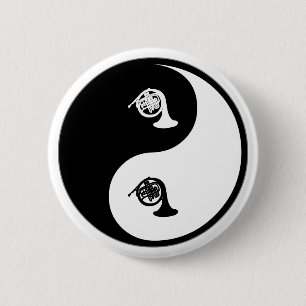 Yin Yang French Horn 2 Inch Round Button