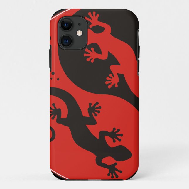 YIN & YANG Geckos black red + your background idea Case-Mate iPhone Case (Back)