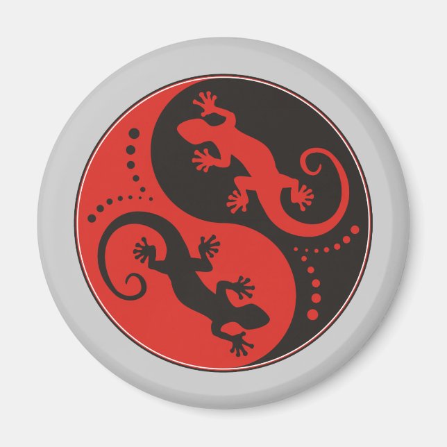 YIN & YANG Geckos black red + your background idea Magnet (Front)