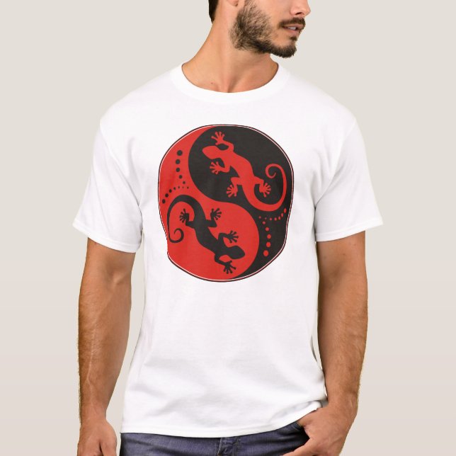 YIN & YANG Geckos black red + your idea T-Shirt (Front)