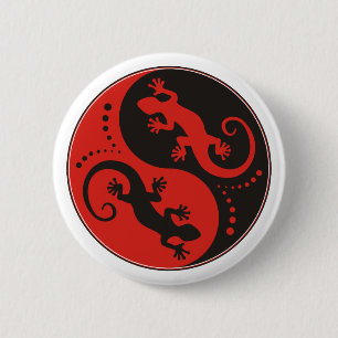 YIN & YANG Geckos black + your background & idea 2 Inch Round Button