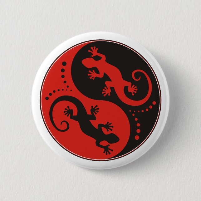 YIN & YANG Geckos black + your background & idea 2 Inch Round Button (Front)