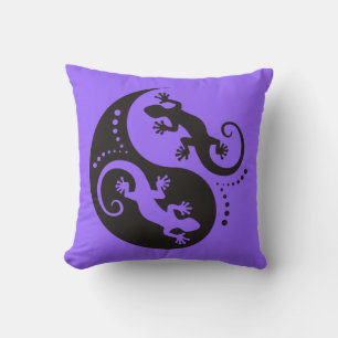 YIN & YANG Geckos black + your background & idea Throw Pillow