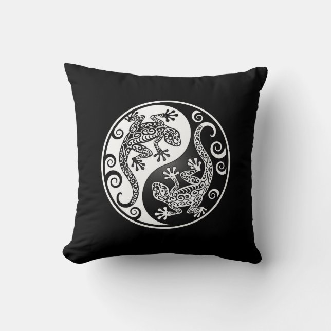 Yin Yang Geckos Throw Pillow (Front)